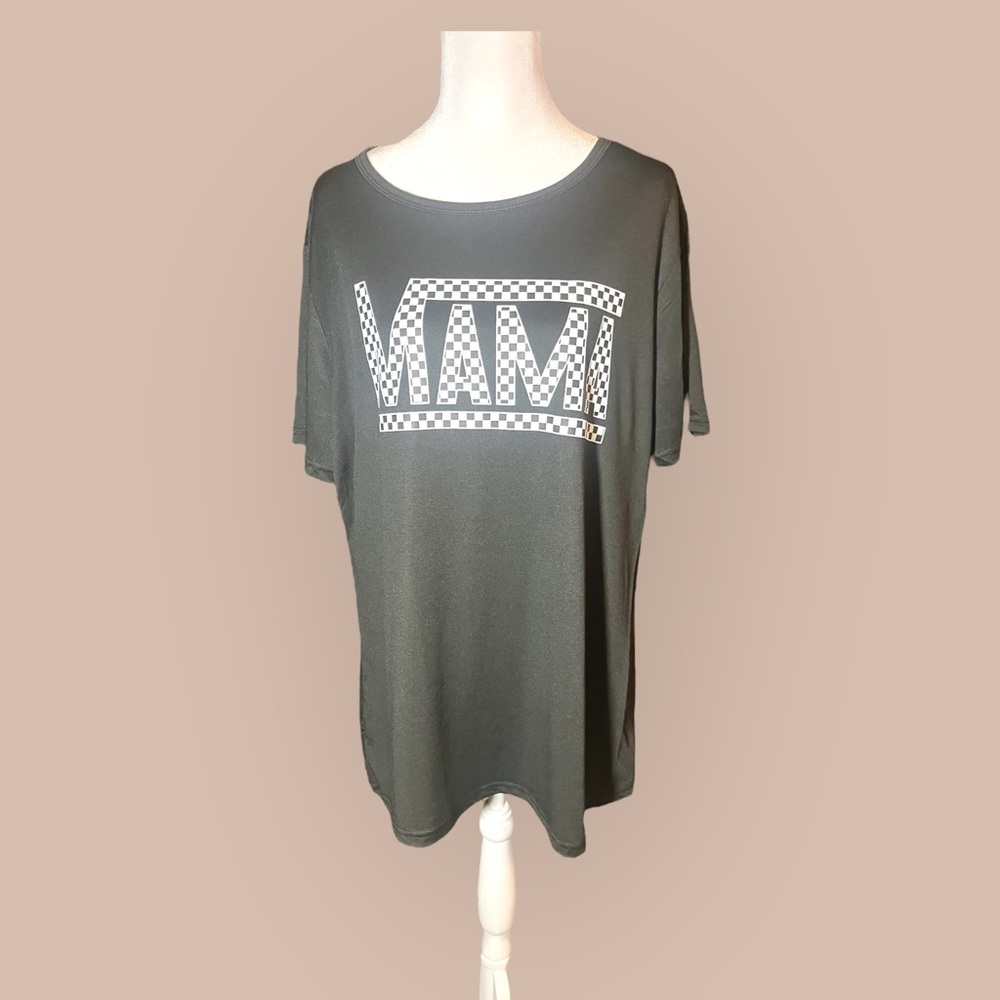 Stylish Plus Size MAMA Checkered Print T-Shirt